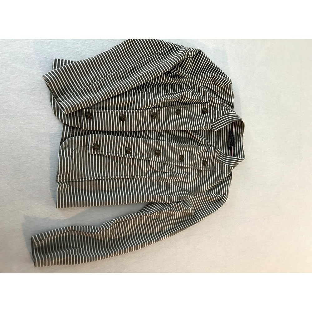 Tomm Hilfiger Womens‎ navy and white striped military style blazer Jacker Medium